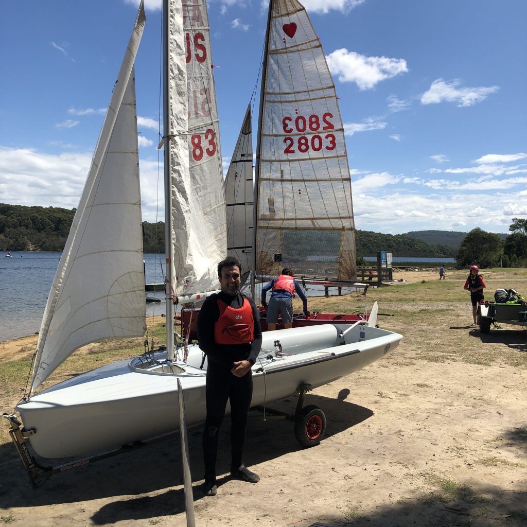 LAchlan with his 420 dinghy